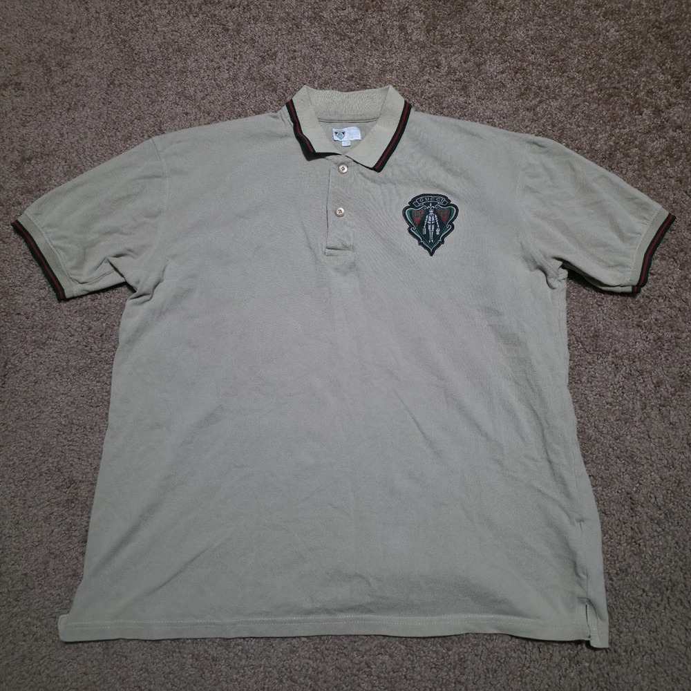 Gucci Equestrian Polo Shirt Beige Tan Made in Italy Mens Size XXL *FITS Large* - Picture 7 of 13